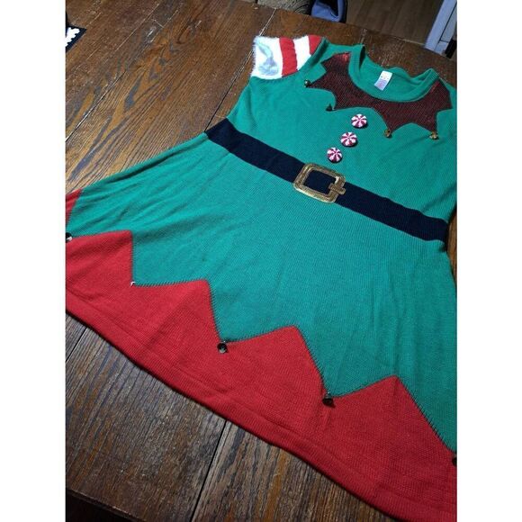 XXL Size 20 Holiday Time Christmas Holiday Dress Knit Sweater Dress Short Sleeve - Picture 6 of 10
